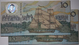 1988 Bicentennial $10 Banknote Consecutive Pair UNC