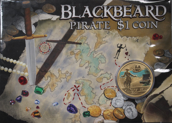 2010 Blackbeard Pirate Perth Mint $1 Coloured Coin in Card