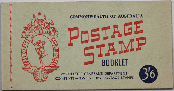 1956 Australia 3/6 QEII Stitched Booklet/12 Stamps W/ Wax Interleaving MUH