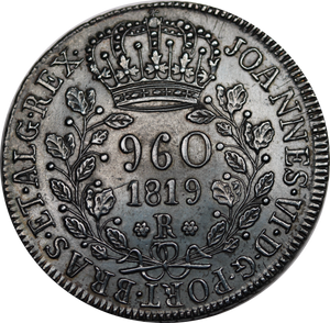 Brazil 1819-R Silver 960 Reis gEF