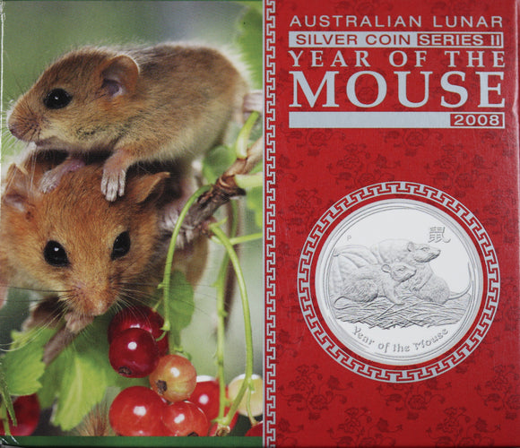 Australian Lunar Series II 2008 Year of the Mouse 1oz Silver Proof Coin
