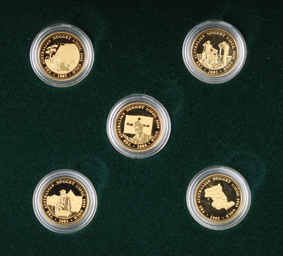 2001-2005 Australian Gold Nugget Prospector Coin Series 1/25 Gold Coin Set of 5