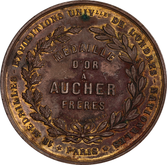 France Médaille d'or Aucher Frères Copper Plated Medallion