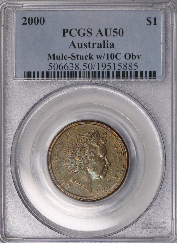 2000 $1 Mule Error with 10 Cent Obverse AU50