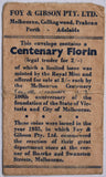 1934/35 Melbourne Centenary Florin aUNC with Foys Bag gFine