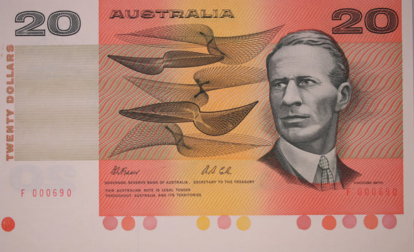 1993 $20 Fraser/Cole Banknote with Selvedge UNC