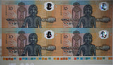 1988 Bicentennial $10 Banknote Uncut Block of 4 with Selvage