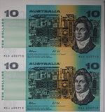 1991 Australia Ten Dollars Uncut Vertical Pair Fraser/Cole