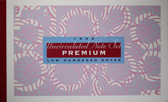 1998 Deluxe Low Red Numbered Uncirculated 5 Note Set
