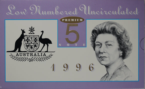 1996 $5 ,10, 20, 50 Banknotes In Matching Premium Low Red Numbered NPA Folders