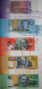 1997 $5,$10,$20,$50 & $100 Banknote Set - Deluxe NPA Folder Collection (Red Serials)