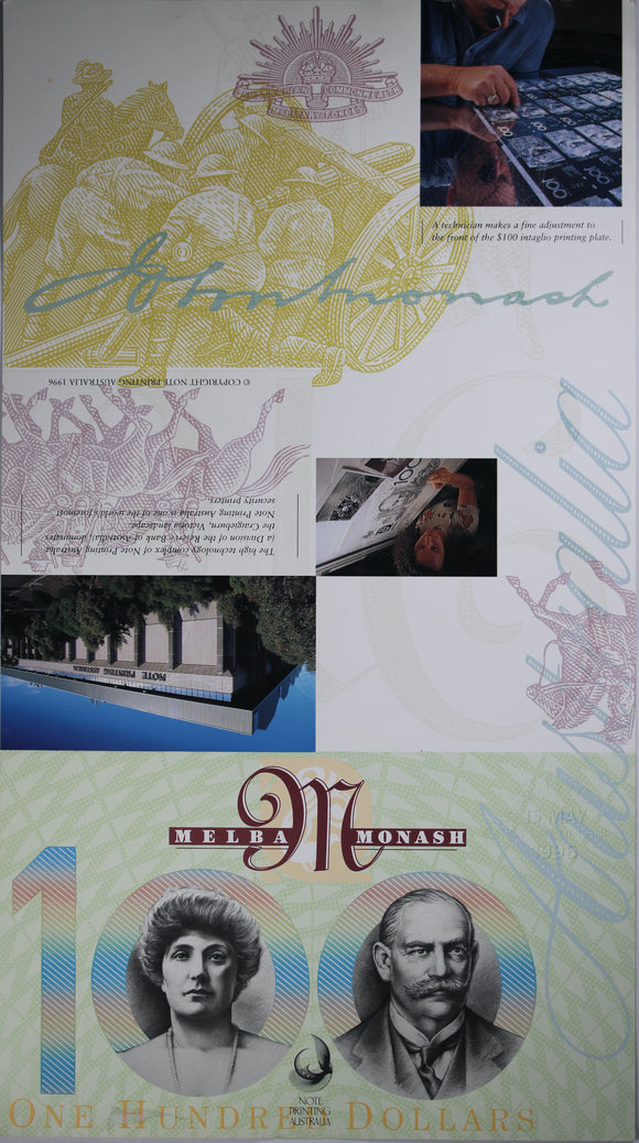 1996 $100 First Day of Issue NPA Folder Embossed