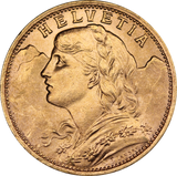 Switzerland 1927 20 Francs Gold Coin UNC