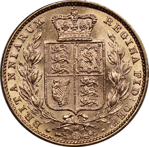 1885 Melbourne Mint Shield Gold Sovereign aUNC
