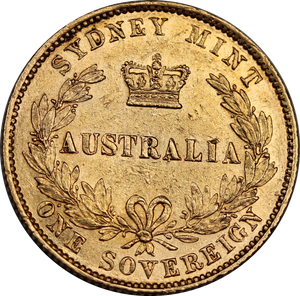 1868 Sydney Mint Type II Gold Sovereign EF