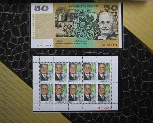 1995 $50 Portfolio Note & Stamp Set Deluxe Howard Florey NPA Folder