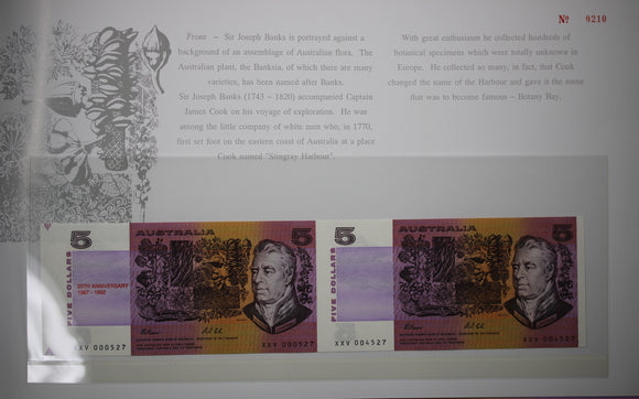 1992 Five Dollar Uncut Horizontal Pair NPA Folder