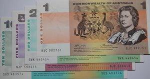 1972 $1, $2, $5 and $10 Phillips/Wheeler Banknote Set aUNC/UNC