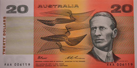 $20 1993 Fraser/Evans First Prefix Banknote UNC