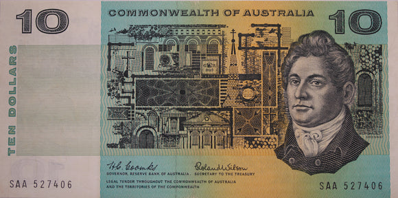 $10 1966 Coombs/Wilson First Prefix Banknote gEF/aUNC
