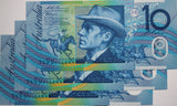 1993 $10 Blue Dobell Fraser/Evans Consecutive Trio UNC