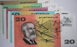 1982-1993 $1, $2, $5, $10 and $20 Last Prefix Set aUNC-UNC