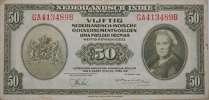 1943 Netherlands East Indies 50 Gulden - Banknote VF