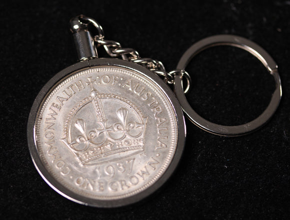 1937 Silver Australian Crown Coin in Keyring