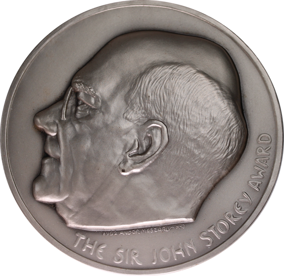 The Sir John Storey Award Uniface Medallion in Silver by Andor Mezaros