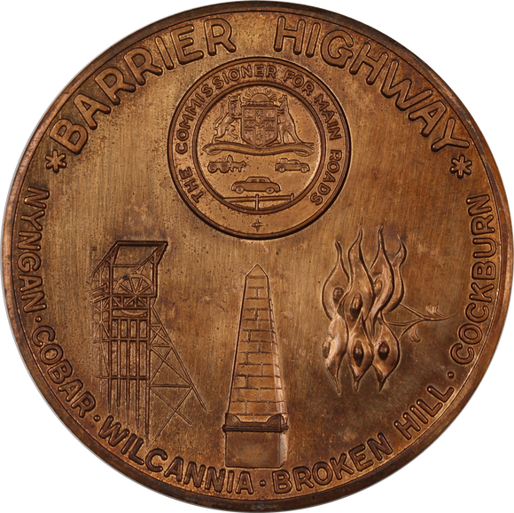 1972 Department of Main Roads NSW Completion Barrier Highway Bronze Medallion