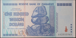 2008 Zimbabwe 100 Trillion Dollar Note UNC