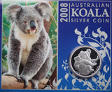 2008 Australian Koala 1oz Silver Coin in Presentation Card