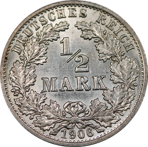 1906 Germany Wilhelm II 1/2 Mark UNC