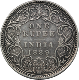 1889 India Silver Rupee EF