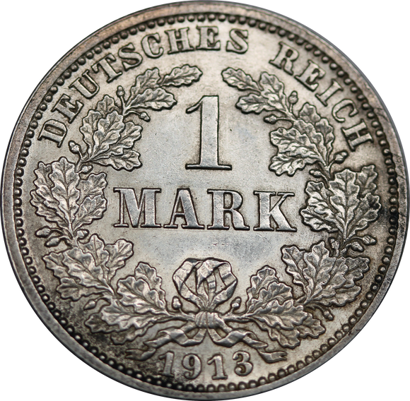 1913 Germany Wilhelm II 1 Mark aUNC