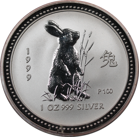 1999 1oz Silver Lunar Series I Lunar Year of The Rabbit Coin