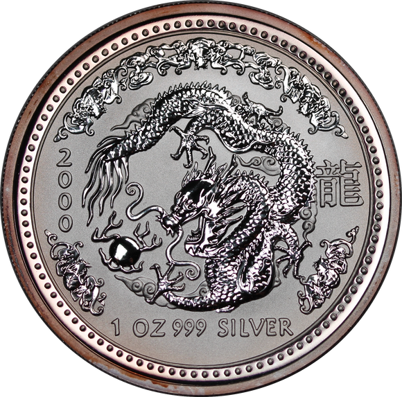 2000 Lunar Series I Year of the Dragon 1oz Silver Coin