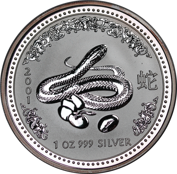2001 Lunar Series I Year of the Snake 1oz Silver Coin