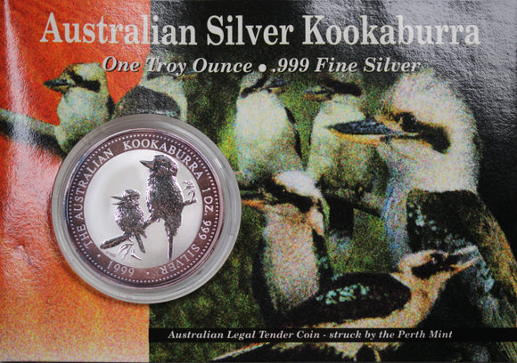 1999 Kookaburra 1oz Silver Coin in Card