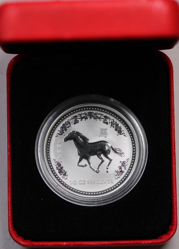 2002 1/2oz Silver Year of the Horse in Red Box