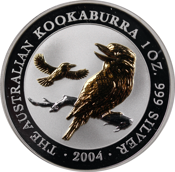 2004 Gilded Kookaburra 1oz Silver Coin