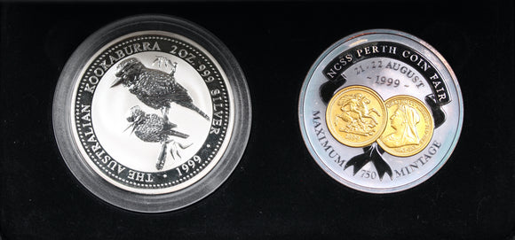 1999 Australian Kookaburra 2oz Silver Coin & Medallion Set - Perth Coin Fair