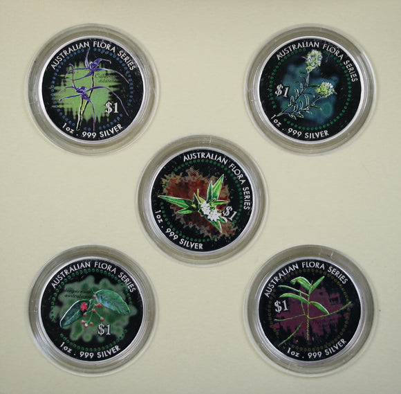 1999 Australian Flora Threatened Species 5 Coin Silver Set