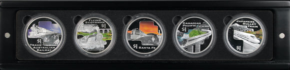 2004 Great Rail Journeys of the World Cook Islands 5 Coin Silver Proof Set