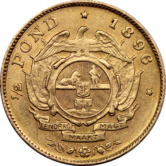 South Africa 1896 Gold Half Pond gVF