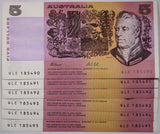 $5 1991 Fraser/Cole Consecutive run of 6 aUNC