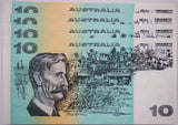 1983 $10 Johnston/Stone Banknotes Consecutive run of 4 aUNC