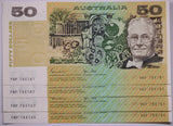 1983 $50 Johnston/Stone Banknotes Consecutive Run of 4 aUNC
