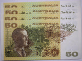 1983 $50 Johnston/Stone Banknotes Consecutive Run of 4 aUNC