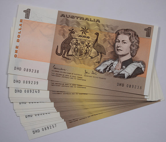 $1 1982 Johnston/Stone Consecutive run of 20 aUNC